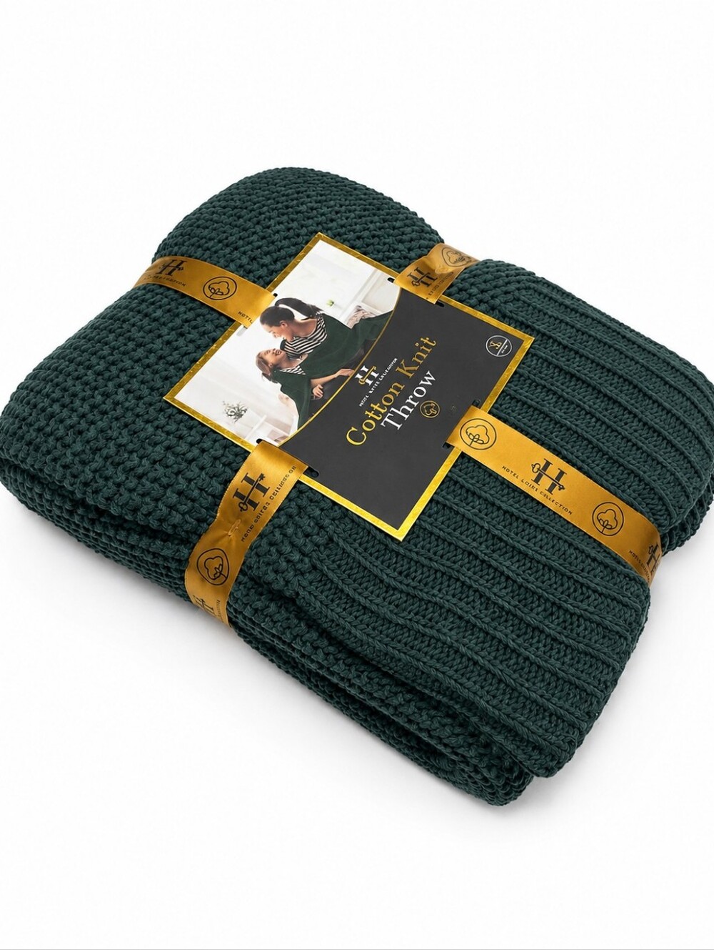 Hotel Suites Collection Emerald Cotton Knit Throw Blanket 50x60 New - Picture 4 of 6